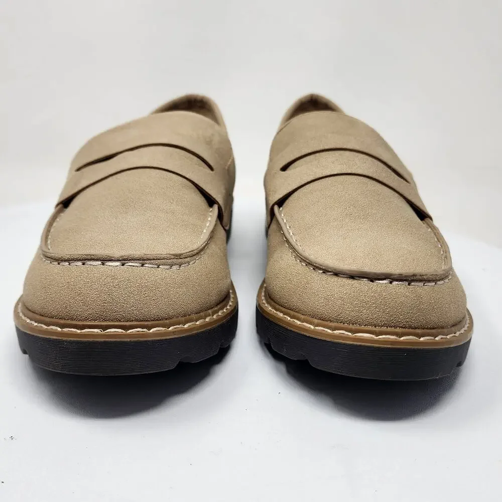 Taryn Rose Devanie Penny Loafer Women 10M Tan Sand Faux Suede/Nubuck TPR Outsole